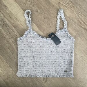 NWT Hollister Light Blue Smocked Ruffle Tank